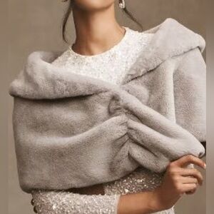 [NWT] Anthropologie BHLDN Satin-Lined Faux Fur Wrap